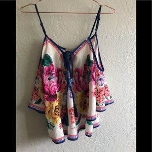 Flying Tomato floral cold shoulder top